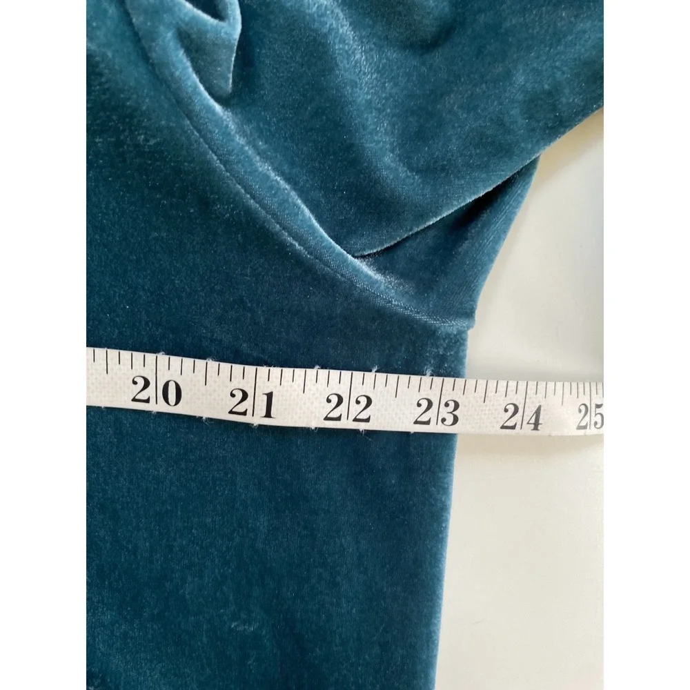 Soft Surroundings Teal Blue Velvet Button‎ Down Shirt Petite PXL Soft Luxe S - Picture 8 of 8
